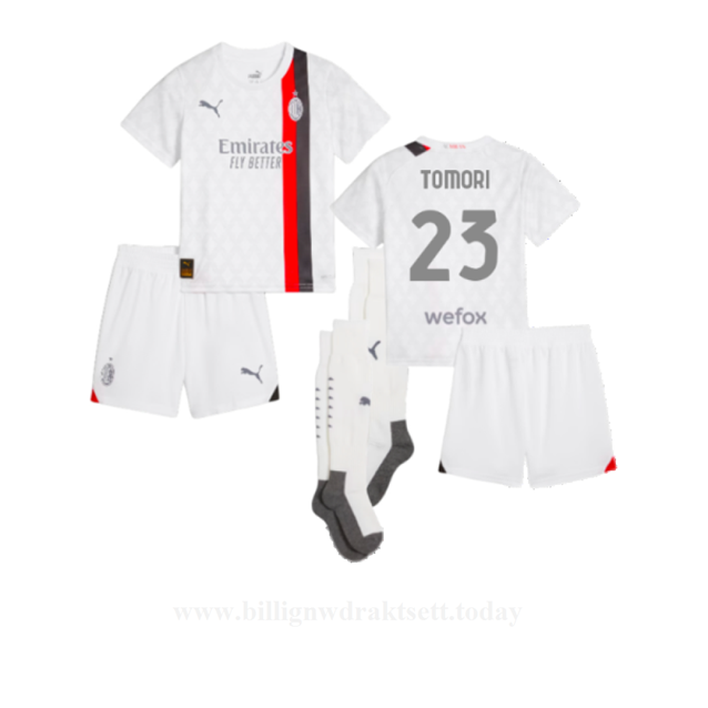 Billige Fotballdrakter Barn AC Milan TOMORI #23 Bortedraktsett 2023-24