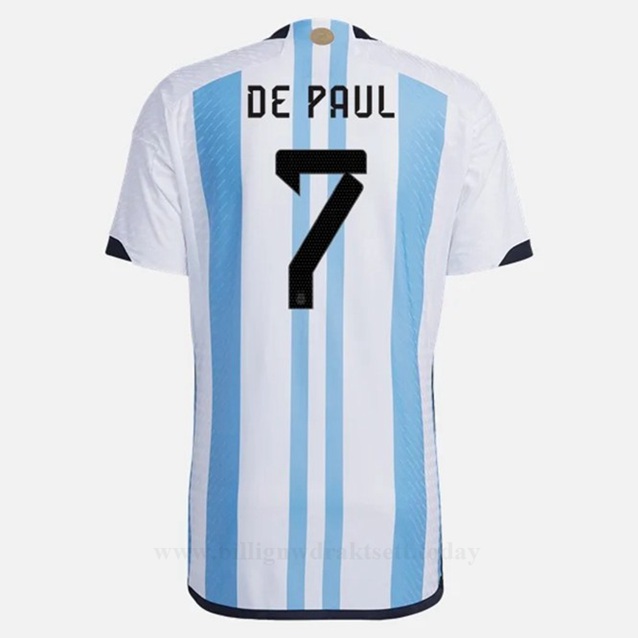 Billige Fotballdrakter Argentina DE PAUL #7 Hjemmedraktsett VM 2022