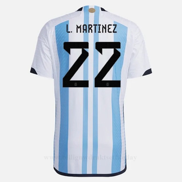 Billige Fotballdrakter Argentina L MARTINEZ #22 Hjemmedraktsett VM 2022