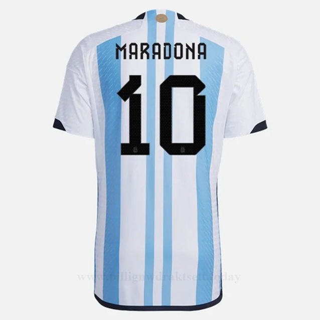 Billige Fotballdrakter Argentina MARADONA #10 Hjemmedraktsett VM 2022