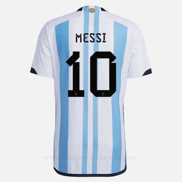 Billige Fotballdrakter Argentina MESSI #10 Hjemmedraktsett VM 2022
