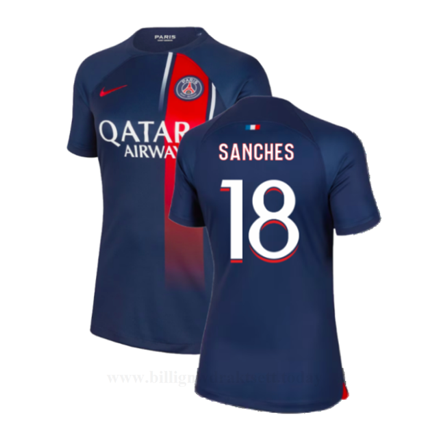 Billige Fotballdrakter Dame Paris Saint Germain PSG SANCHES #18 Hjemmedraktsett 2023-24