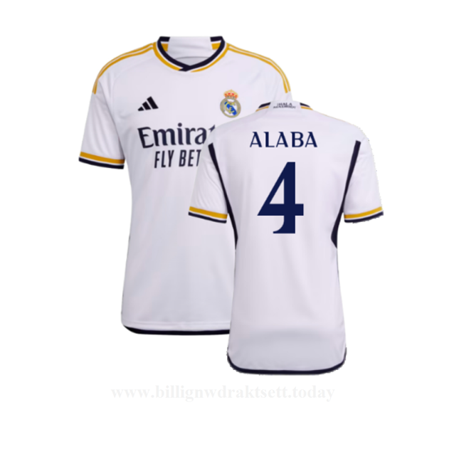 Billige Fotballdrakter FC Real Madrid ALABA #4 Hjemmedraktsett 2023-24