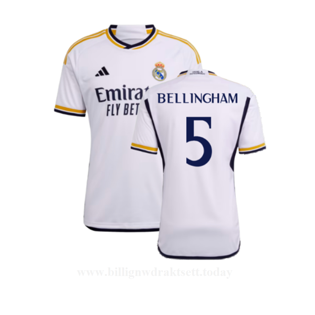 Billige Fotballdrakter FC Real Madrid BELLINGHAM #5 Hjemmedraktsett 2023-24