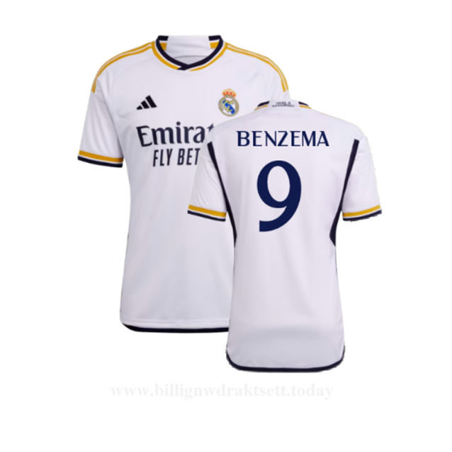Billige Fotballdrakter FC Real Madrid BENZEMA #9 Hjemmedraktsett 2023-24