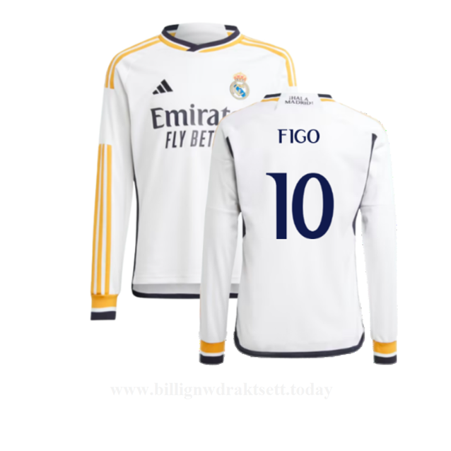 Billige Fotballdrakter FC Real Madrid FIGO #10 Hjemmedraktsett Langermet 2023-24