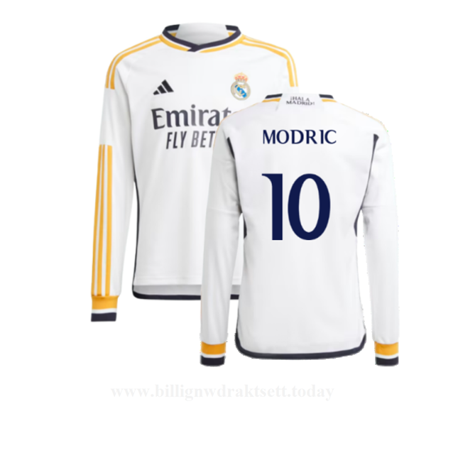 Billige Fotballdrakter FC Real Madrid MODRIC #10 Hjemmedraktsett Langermet 2023-24
