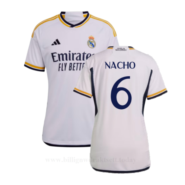 Billige Fotballdrakter Dame FC Real Madrid NACHO #6 Hjemmedraktsett 2023-24